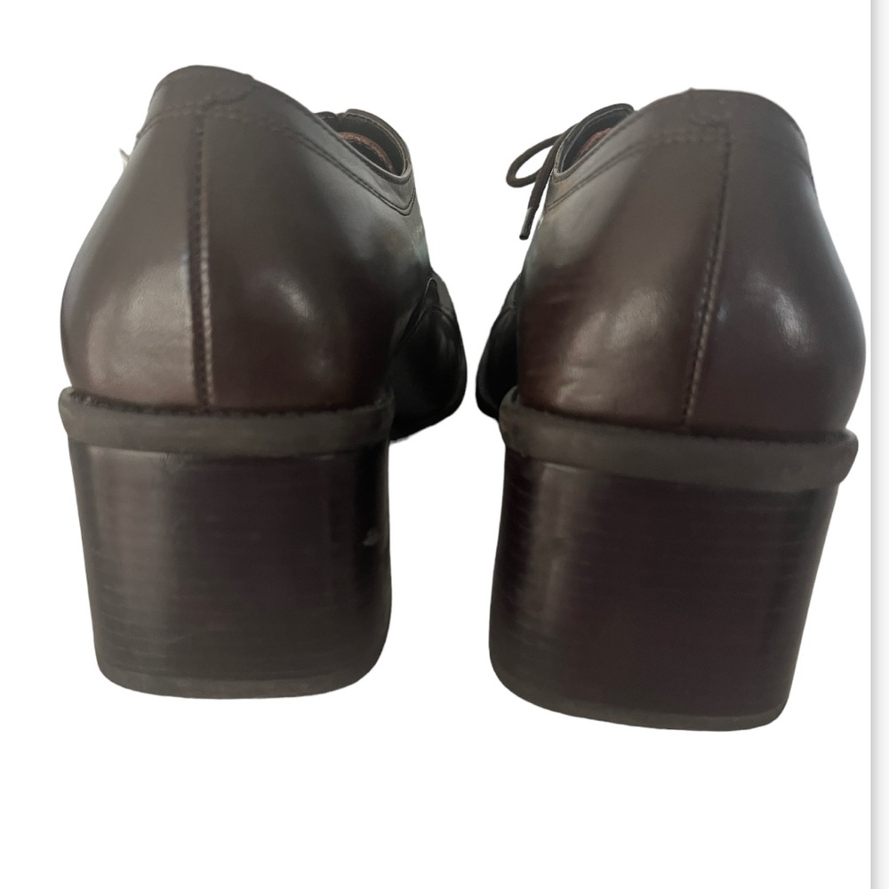 Enzo Angiolini Ea Flexo Leather Lace Up Block Heel Shies Sz8.5 Brown Academia - Picture 2 of 15